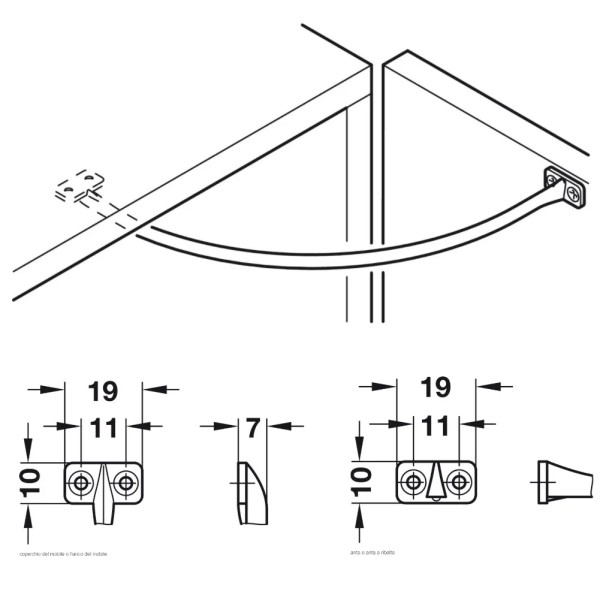 LIMITATURA DI APERTURA HAFELE IN PLASTICA 200 MM