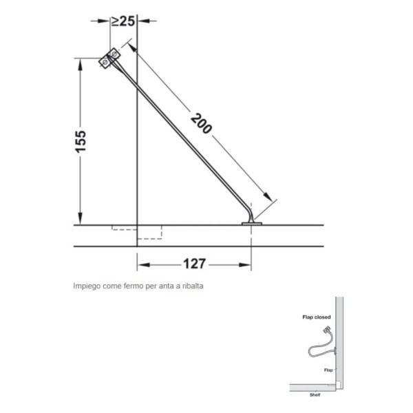 LIMITATURA DI APERTURA HAFELE IN PLASTICA 200 MM
