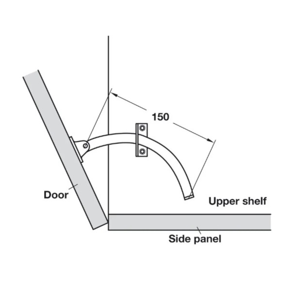 LIMITATURA DI APERTURA HAFELE IN METALLO 150 mm SINISTRO