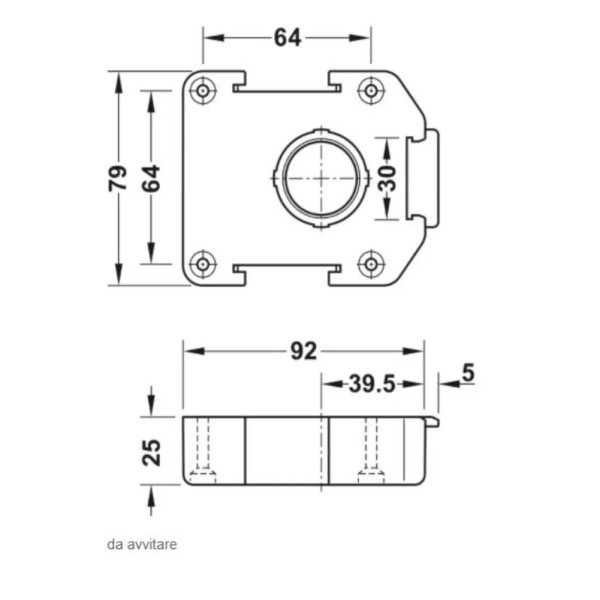 PIASTRA PER MONTAGGIO PIEDINO IN PLASTICA AXILO