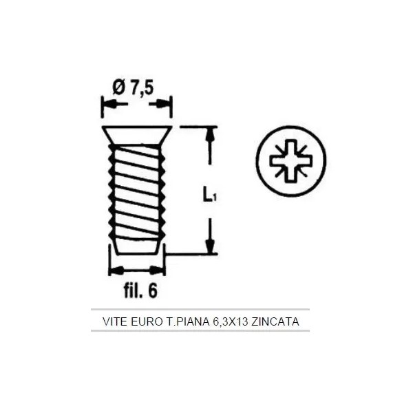 VITE EURO TSP 6,3X13 NICHELATA