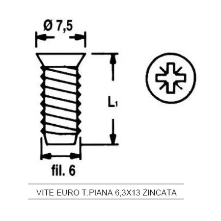 VITE EURO TSP 6,3X13 NICHELATA