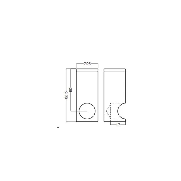 SUPPORTO TAHUMA per TUBO D.18 mm con FORO CIECO