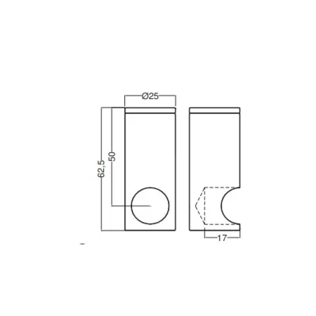 SUPPORTO TAHUMA per TUBO D.18 mm con FORO CIECO