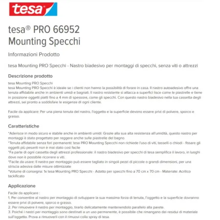 BIADESIVO SPUGNOSO TESA PER SPECCHI MM 19 X 1.5 MT