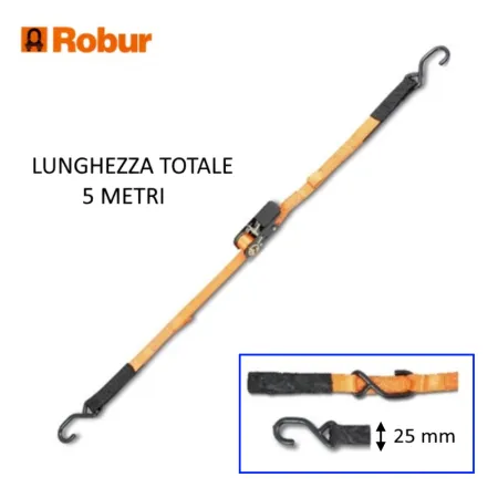 CINGHIA IN POLIPROPILENE ARANCIO CON CRICCO E GANCI MT.5