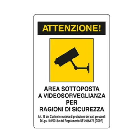 CARTELLO "AREA VIDEOSORVEGLIATA" IN PVC CM 30 X 20