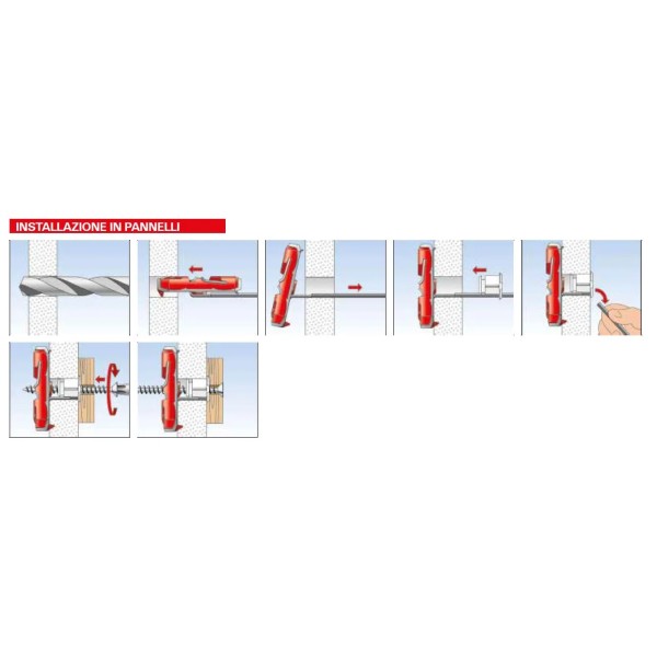 Tassello Fischer Duotec Basculante per Cartongesso Foro D.10mm