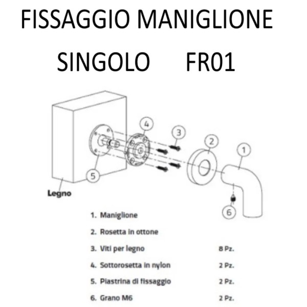FISSAGGIO OLIVARI PER MANIGLIONE SINGOLO