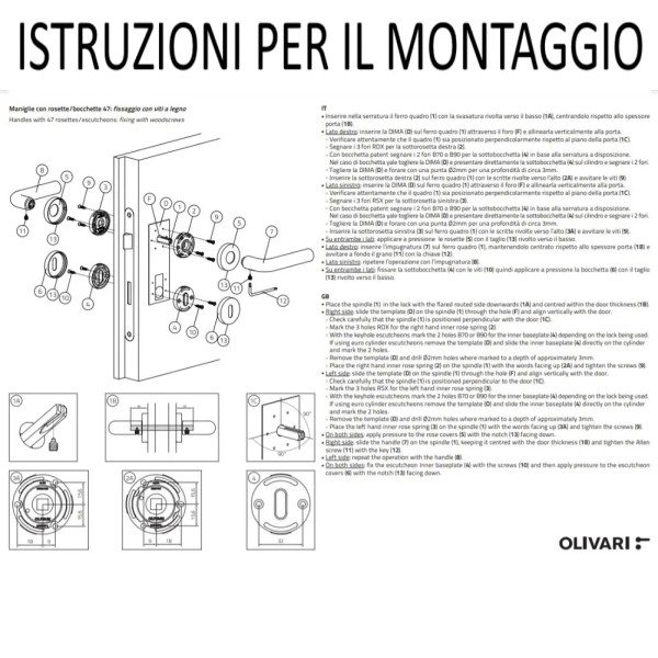 MANIGLIA OLIVARI GOLIA ROSETTA E BOCCHETTA OVALE YALE CROMO LUCIDO