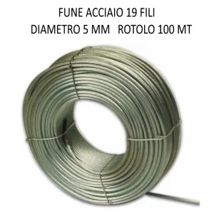 FUNE ACCIAIO FILOMAT PER TESATE 19 FILI D.5 mm ROTOLO DA 100 MT