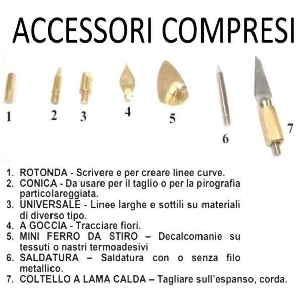 PIROGRAFO A 2 LIVELLI DI POTENZE CON 7 ACCESSORI OFFERTA