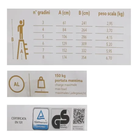SCALA CASA EFFE SLIM ALLUMINIO 5 GRADINI OFFERTA