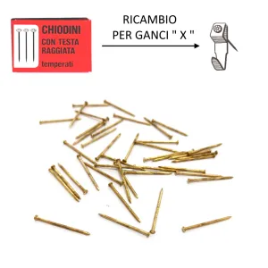 CONFEZIONE 100 CHIODI OTTONATI PER GANCI "X"
