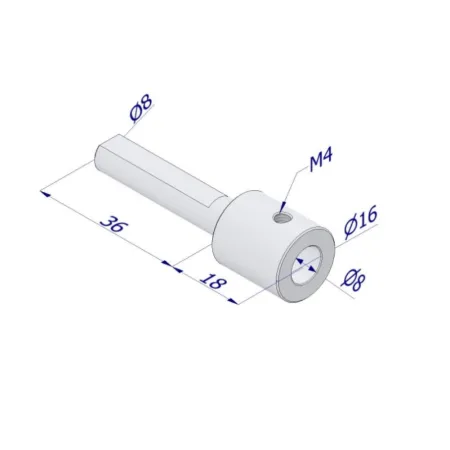 PROLUNGA DIAMETRO MM.8 PER CODOLO CILINDRO ATTACCO POMOLO LUNGHEZZA TOTALE MM.54
