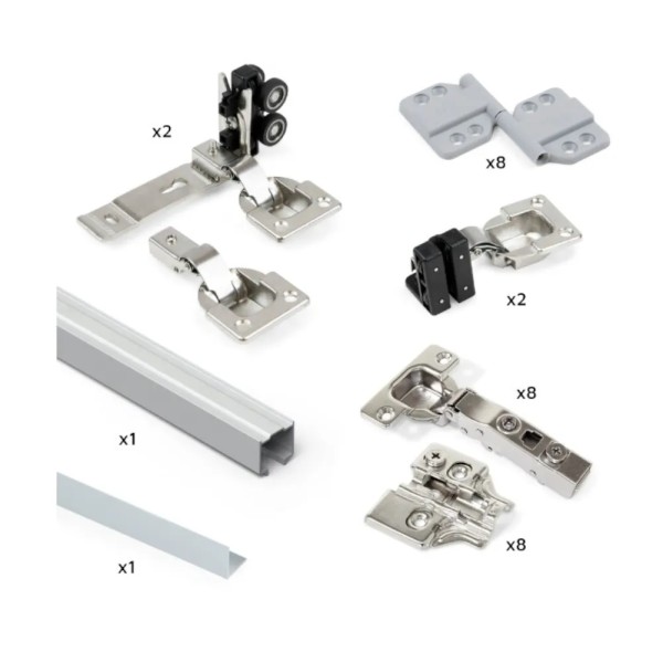 KIT 1 ANTA SCORREVOLE PIEGHEVOLE CON GUIDA INFERIORE