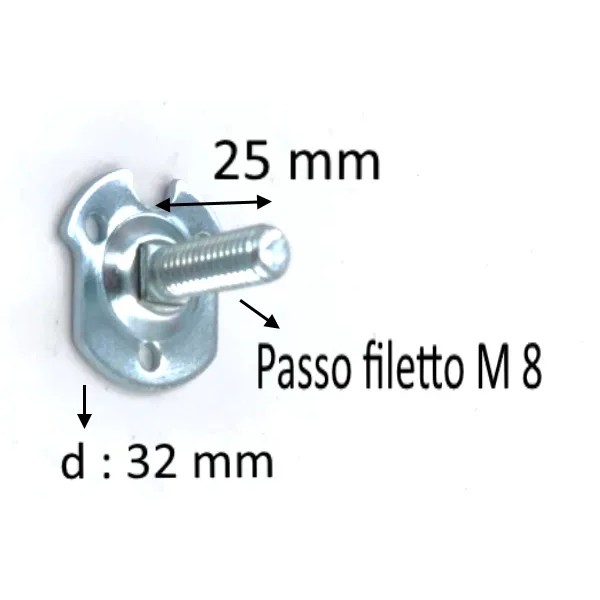 PIASTRINA TONDA CON FILETTO 8MAX25 mm