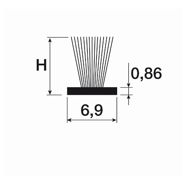 SPAZZOLINO PARAPOLVERE ADESIVO 13 mm GRIGIO (Prezzo al Mt)