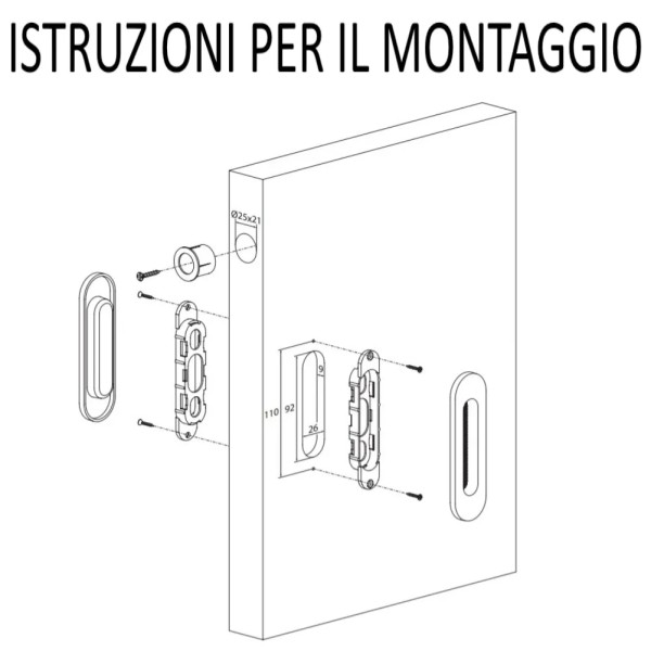 MANIGLIA OLIVARI SIRO A INCASSO CROMO OPACO
