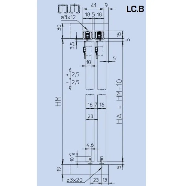KIT SCORREVOLE SLIDING mod.COLIBRI' con CLIP RAPIDA per LEGNO