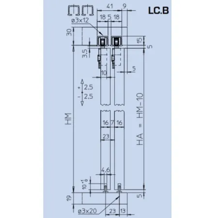 KIT SCORREVOLE SLIDING mod.COLIBRI' con CLIP RAPIDA per LEGNO