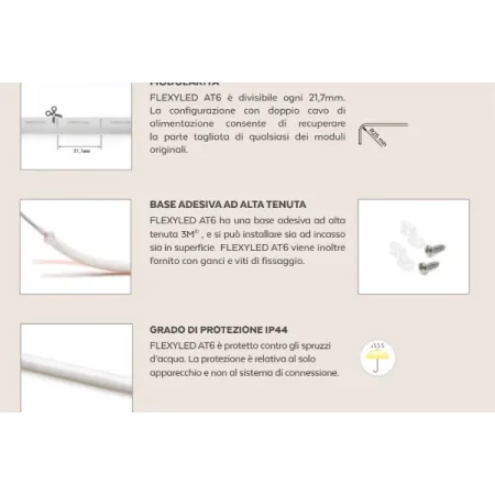 LED FLESSIBILE FRONTALMENTE DOMUS LINE FLEXYLED AT6 LUCE CALDA 2700K 24 VOLT