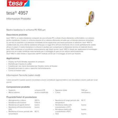 BIADESIVO SPUGNOSO TESA 4957 MM 25 X 25 MT