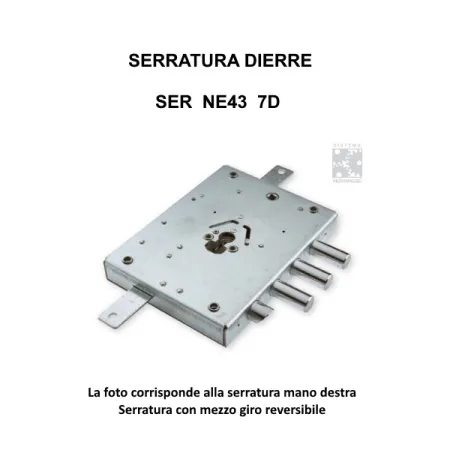 SERRATURA DIERRE ART. SER NE43 7 D ENTRATA 70 AMBIDESTRA 3 CATENACCI + 1/2 GIRO