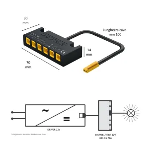 DISTRIBUTORE 6 VIE CON CAVO HAFELE LOOX5 12V "SENZA" INGRESSO PER SENSORI/INTERRUTTORI 833.95.786