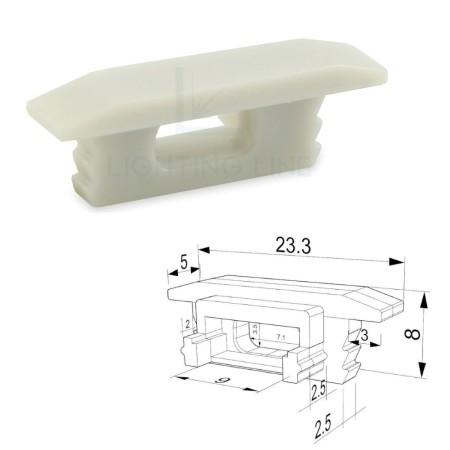 TAPPO GRIGIO PER PROFILO LED A INCASSO CON FORO PASSACAVO LEDPOINT