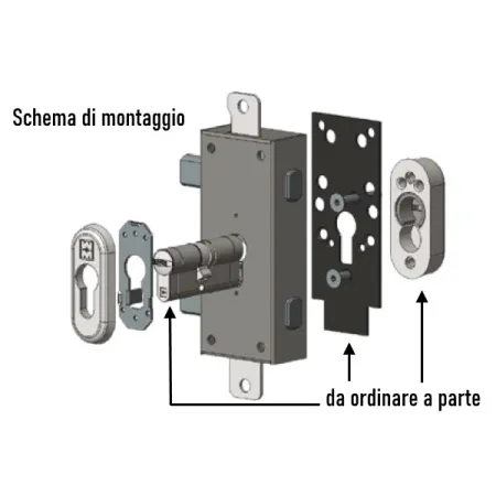 FERROGLIETTO VERTICALE MOTTURA 38.328 NERO PER CILINDRO EUROPEO DESTRO CON ACCESSORI E  SENZA ASTE