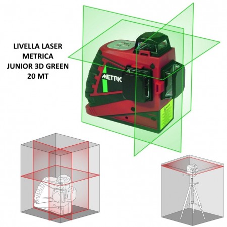 tracciatore livello laser verde 30mt 3d junior metrica